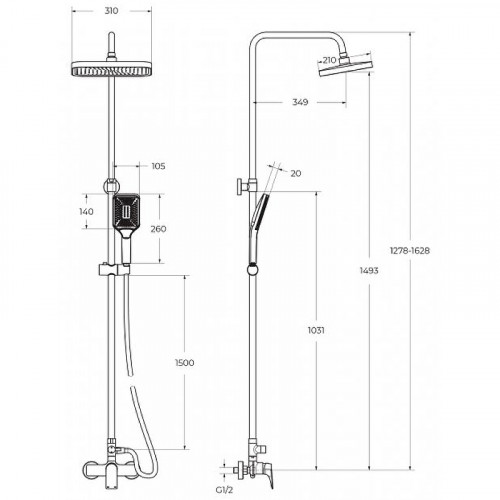 Душевая система BelBagno Due DUE-DOCM-CRM Хром латунь на стену