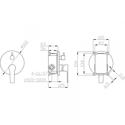 Смеситель для душа ESKO Singapore Black SB 83-2 Черный матовый латунь встраиваемый