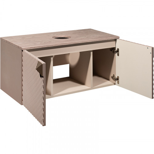 Тумба под раковину Runo Андорра 85 00-00002017 подвесная Кашемир серый Дуб какао МДФ / ЛДСП