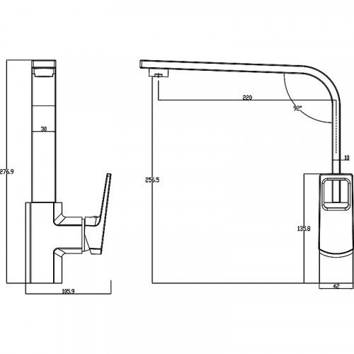 Смеситель для кухни Swedbe Kronos 2041B Черный матовый латунь