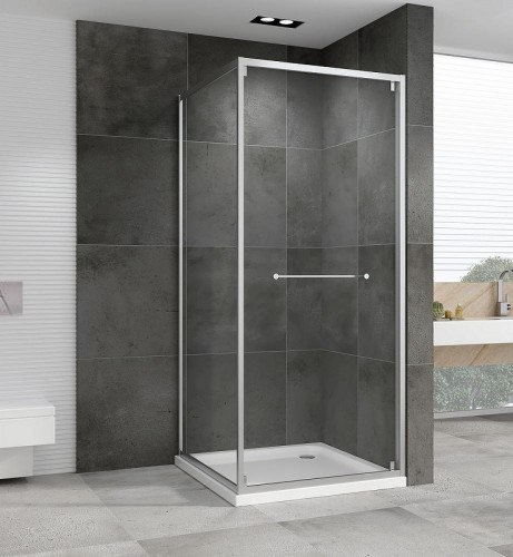 Душевой уголок Abber Schwarzer Diamant 100x100 AG0A100 профиль Хром стекло прозрачное