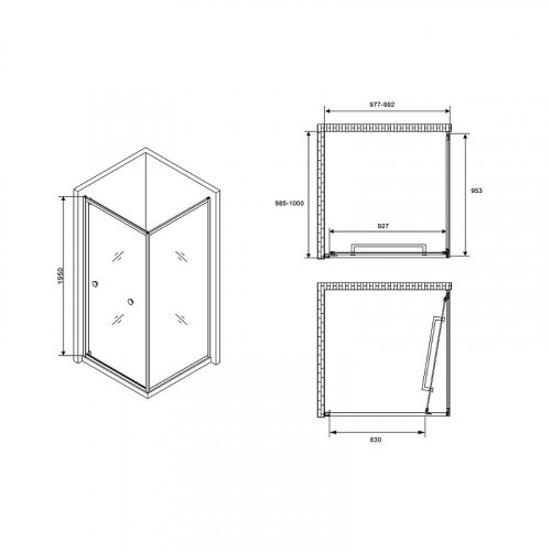 Душевой уголок Abber Schwarzer Diamant 100x100 AG0A100 профиль Хром стекло прозрачное