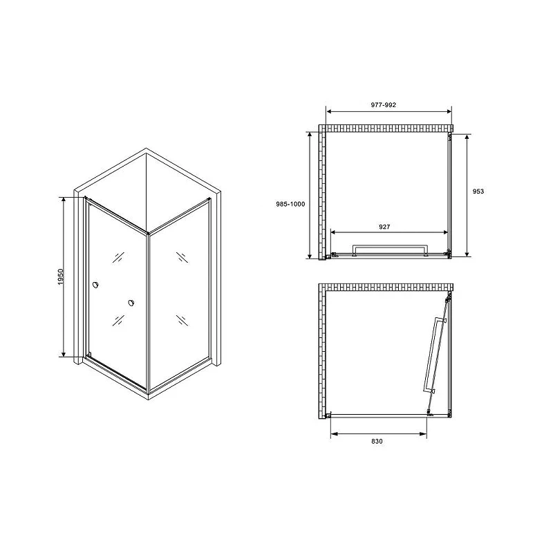 Душевой уголок Abber Schwarzer Diamant 100x100 AG0A100 профиль Хром стекло прозрачное
