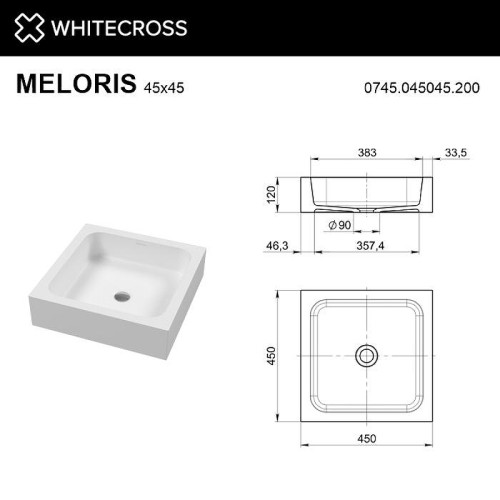 Раковина накладная Whitecross 45 0745.045045.200 цвет Белый матовый