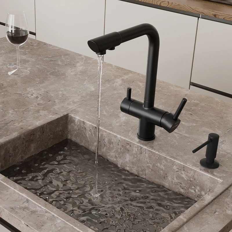 Смеситель для кухни WasserKRAFT A8367 Черный матовый латунь