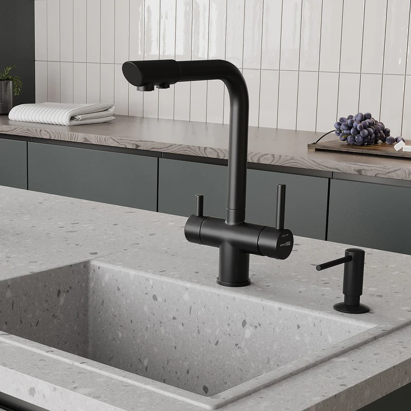 Смеситель для кухни WasserKRAFT A8367 Черный матовый латунь