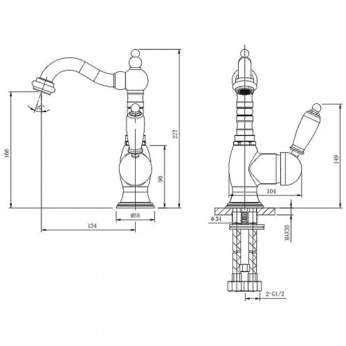 Смеситель для раковины Caprigo Adria-Uno 02-524-crm Хром