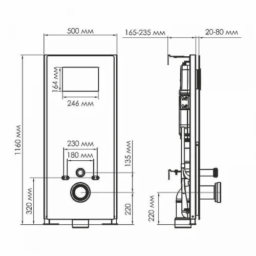 Инсталляция WasserKRAFT Abens 20TLT.010.ME.WH.PB03 для унитаза Белое стекло с клавишей смыва Черный глянец