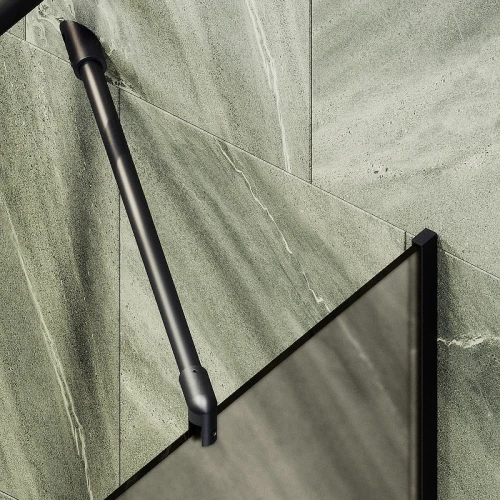 Шторка на ванну Maybah Glass MGV-125-6у 340x1400 в узком профиле Черный стекло бронзовое матовое