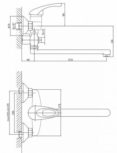Смеситель для ванны Viko V-6915 универсальный Хром