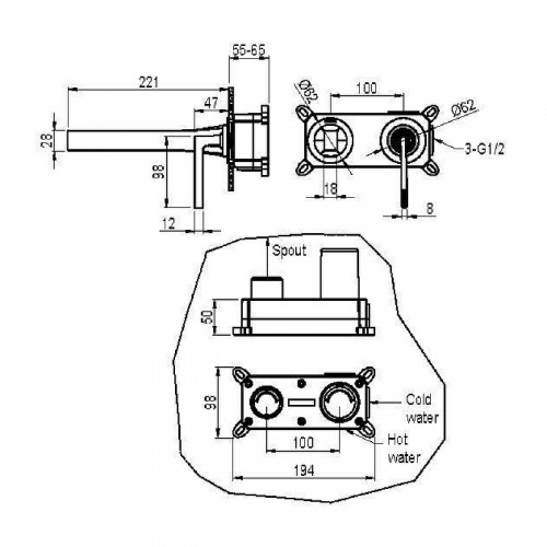 Смеситель для раковины Boheme Duo 165-B цвет Черный матовый