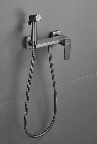 Гигиенический душ со смесителем Haiba HB5517-3 Оружейная сталь латунь на стену