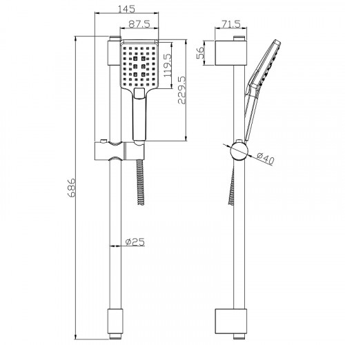Душевой гарнитур Rossinka AC-27 Хром