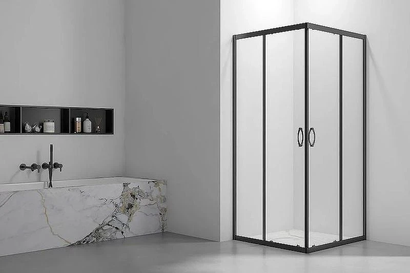 Душевой уголок Veconi Rovigo RV-101B 80х80 RV101B-80-01-C5 профиль Черный матовый стекло прозрачное