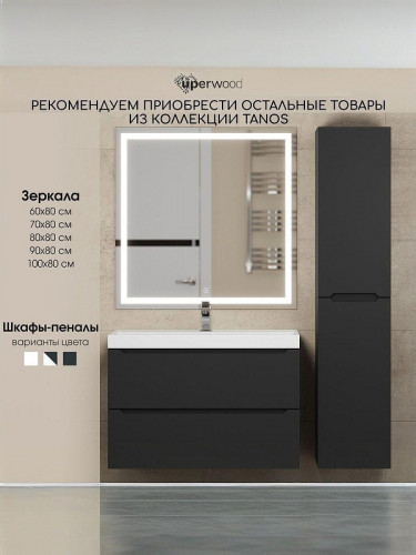 Тумба с раковиной Uperwood Tanos 50 29111020235 подвесная цвет Черный матовый