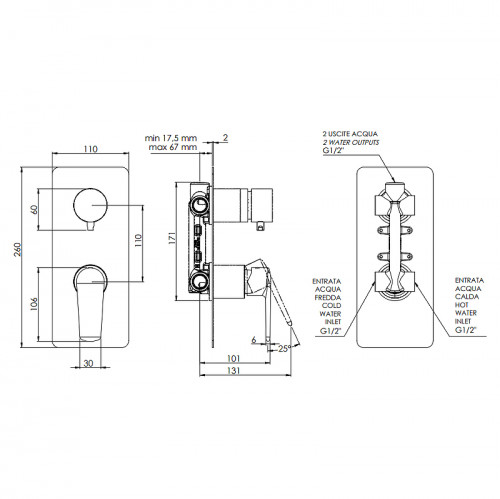 Смеситель для душа Remer Vanity V92 Хром латунь встраиваемый
