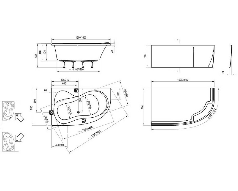 Акриловая ванна Ravak Rosa II 160x95 R C581000000 без гидромассажа