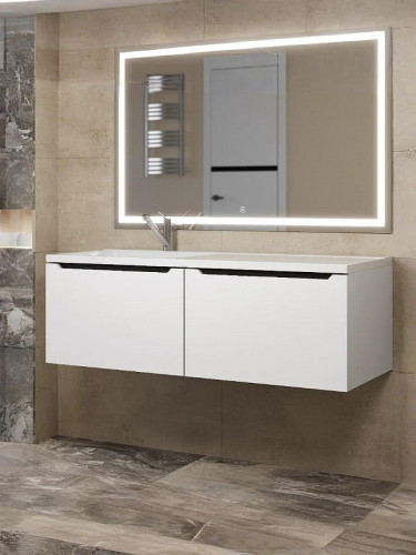 Тумба под раковину Uperwood Tanos 120 L 291020264 подвесная цвет Белый матовый Графит матовый