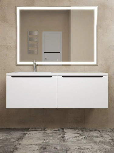 Тумба под раковину Uperwood Tanos 120 L 291020264 подвесная цвет Белый матовый Графит матовый