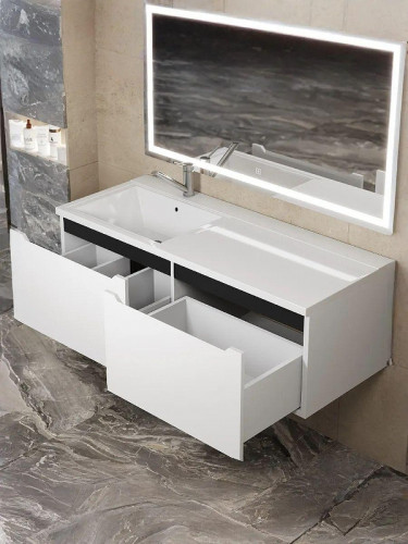 Тумба под раковину Uperwood Tanos 120 L 291020264 подвесная цвет Белый матовый Графит матовый