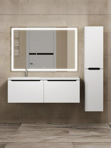 Тумба под раковину Uperwood Tanos 120 L 291020264 подвесная цвет Белый матовый Графит матовый