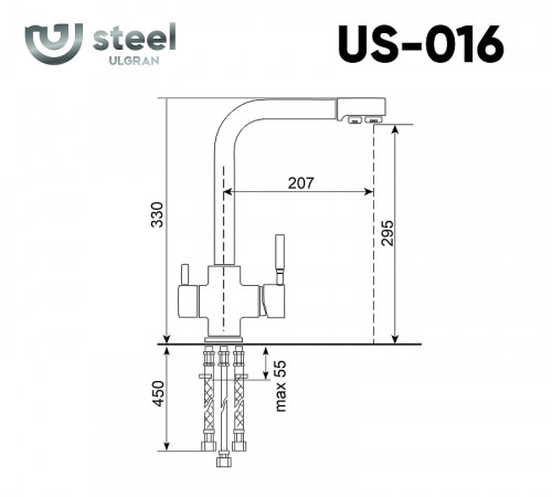 Смеситель для кухни Ulgran Steel US-016-002 цвет Черная брашированная сталь