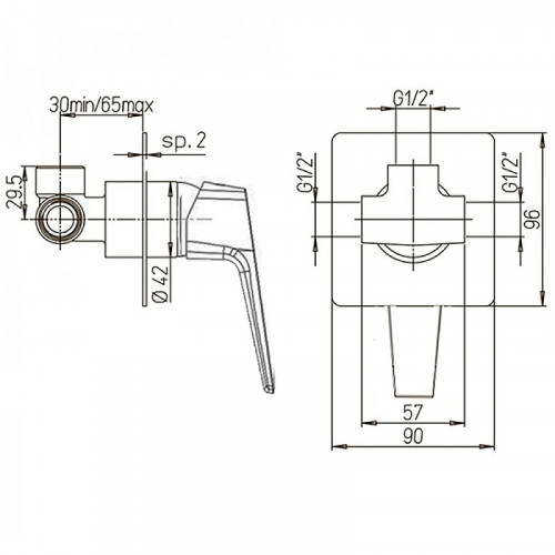 Смеситель для душа Paini Bari RTCR690 Хром