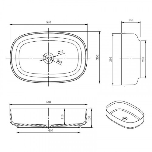 Раковина-чаша Montebianco Conca 54 12020 цвет Белый матовый