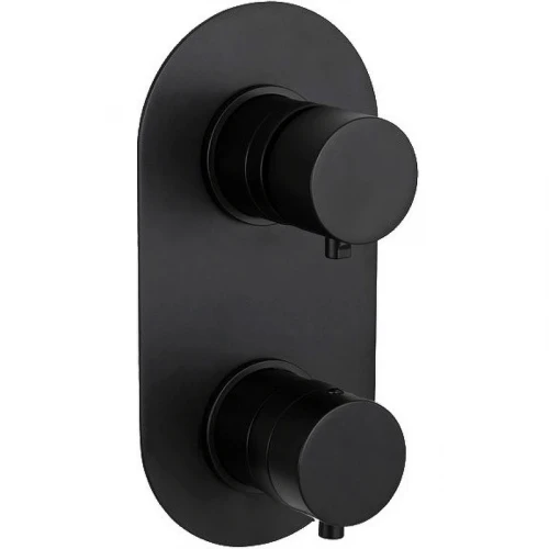 Смеситель для душа Remer Minimal Thermo NT93KBCFP с термостатом Черный хром брашированный латунь встраиваемый