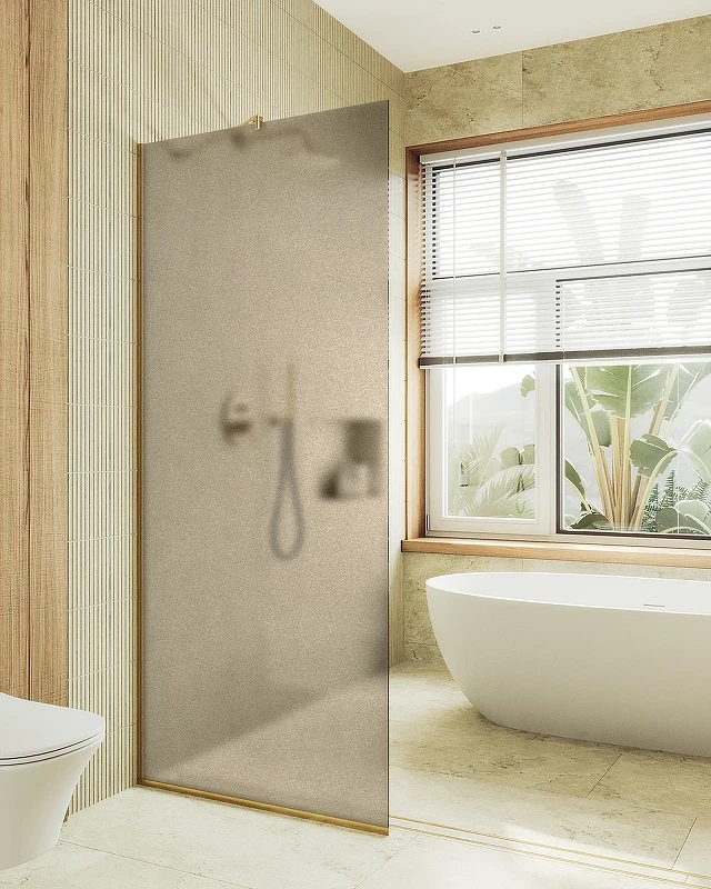 Душевая перегородка Maybah Glass MGD-703-3у 690x1950 в узком профиле Золото стекло бронзовое матовое