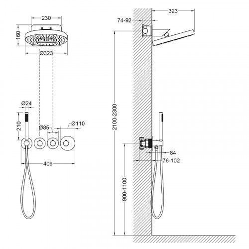 Душевая система Timo Saona SX-2329/16SM с термостатом Белая матовая