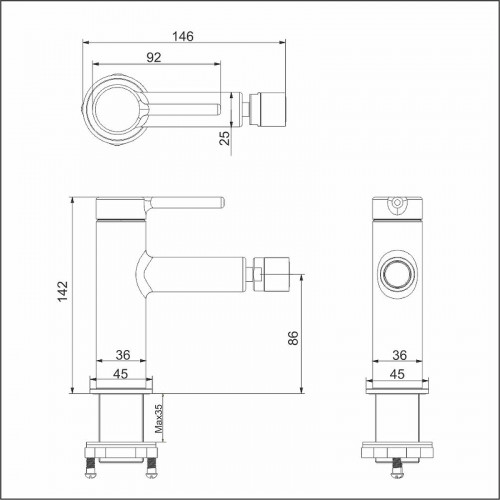 Смеситель для биде Excellent Pi Arex AREX.1203BL Черный матовый