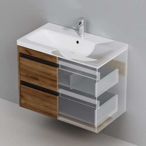 Тумба с раковиной AM.PM Pulse 75 M91-FHX0752OF-WCC0752WG подвесная цвет Дерево текстурированное