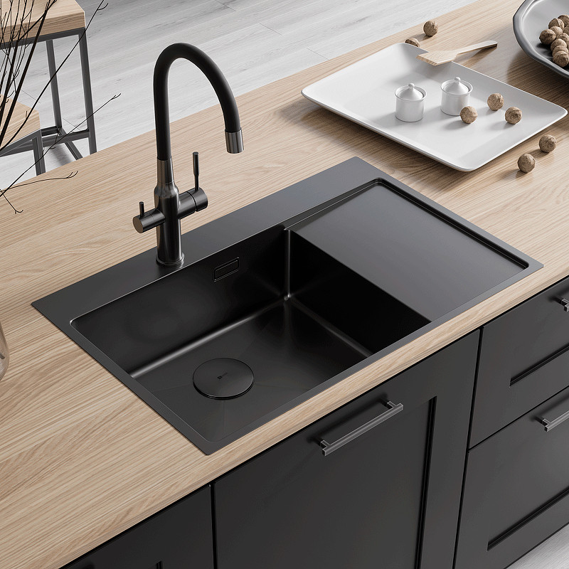 Кухонная мойка Lemark Kezadra 780L 9932152 цвет Черный матовый