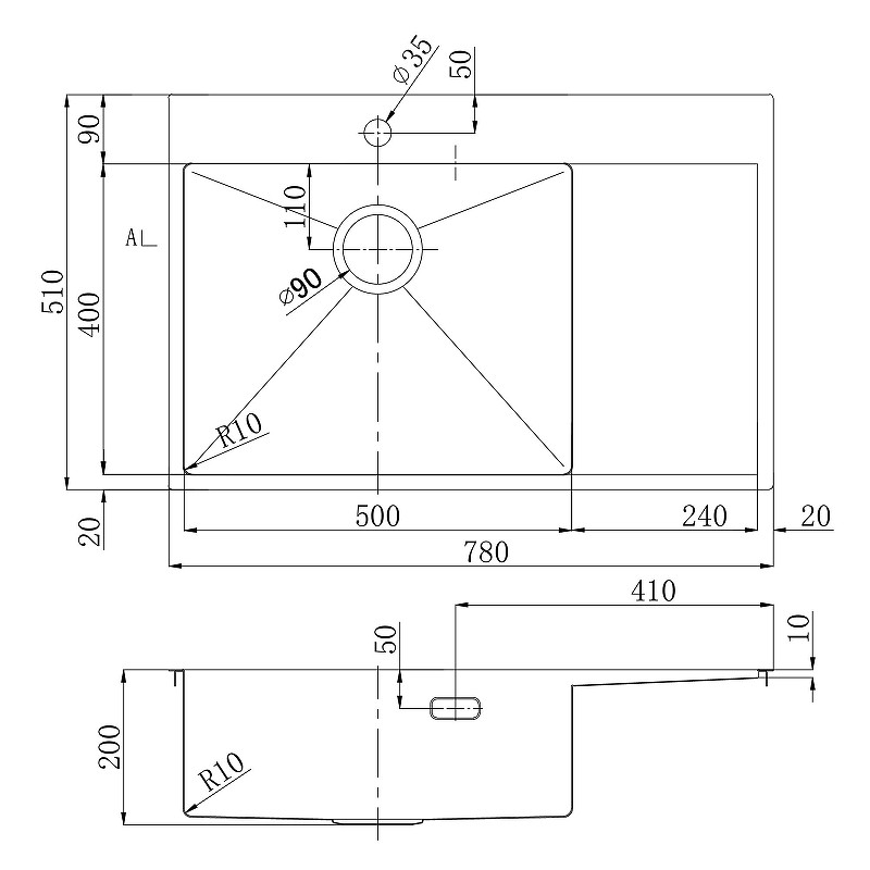 Кухонная мойка Lemark Kezadra 780L 9932152 цвет Черный матовый