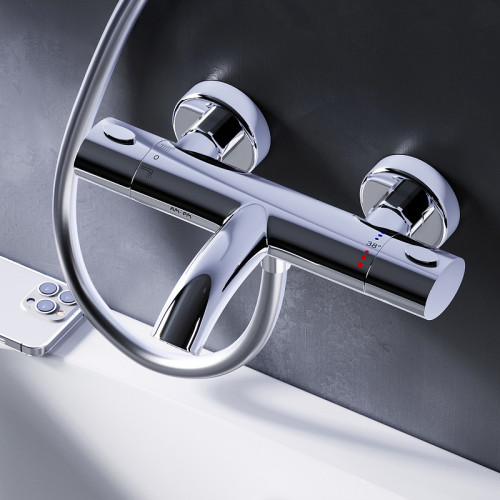 Смеситель для ванны AM.PM Sense F7550064 с термостатом Хром латунь на стену