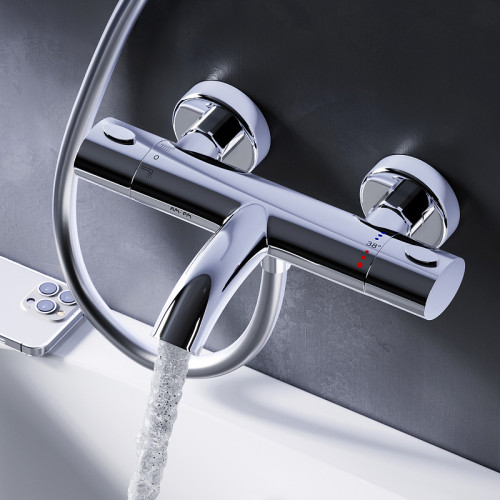 Смеситель для ванны AM.PM Sense F7550064 с термостатом Хром латунь на стену