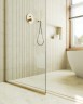 Душевая перегородка Maybah Glass MGD-695-3у 790x1950 в узком профиле Золото стекло прозрачное