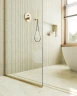 Душевая перегородка Maybah Glass MGD-695-3у 790x1950 в узком профиле Золото стекло прозрачное