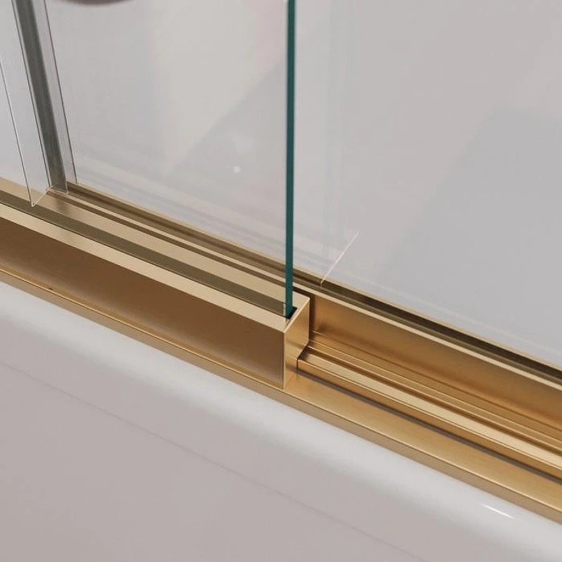 Шторка на ванну Cezares Slider 90 SLIDER-FIX-VF-11-90/150-C-BORO профиль Брашированное золото стекло прозрачное