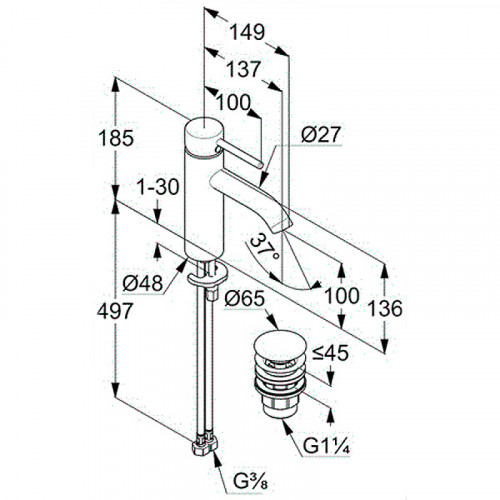 Смеситель для раковины Kludi Bozz 38288N076 Золото брашированное латунь