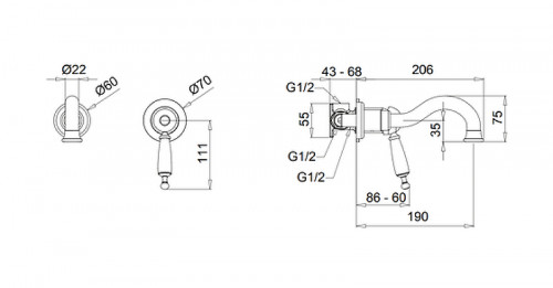Смеситель для раковины Migliore Oxford 19171 Золото латунь встраиваемый