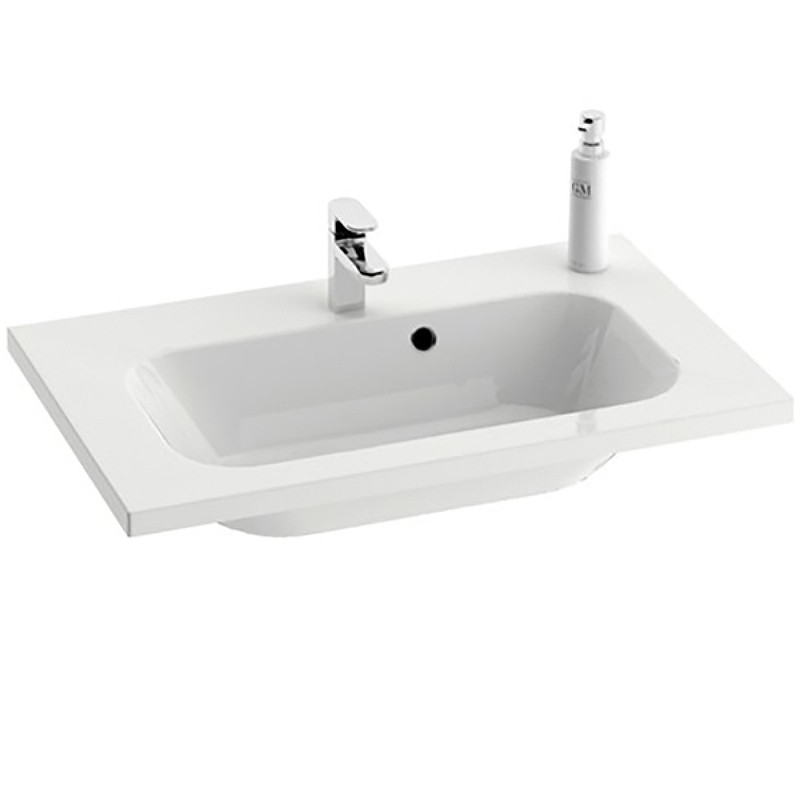 Раковина Ravak Chrome 80 XJG01180000 Белая искусственный камень (литьевой мрамор) полувстраиваемая