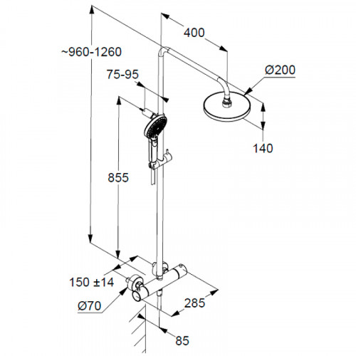 Душевая система Kludi Dive Dual Shower System 6907905-00 с термостатом Хром латунь на стену