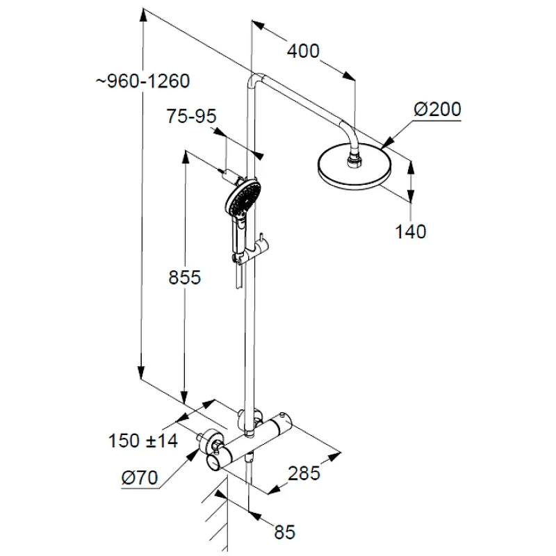 Душевая система Kludi Dive Dual Shower System 6907905-00 с термостатом Хром латунь на стену