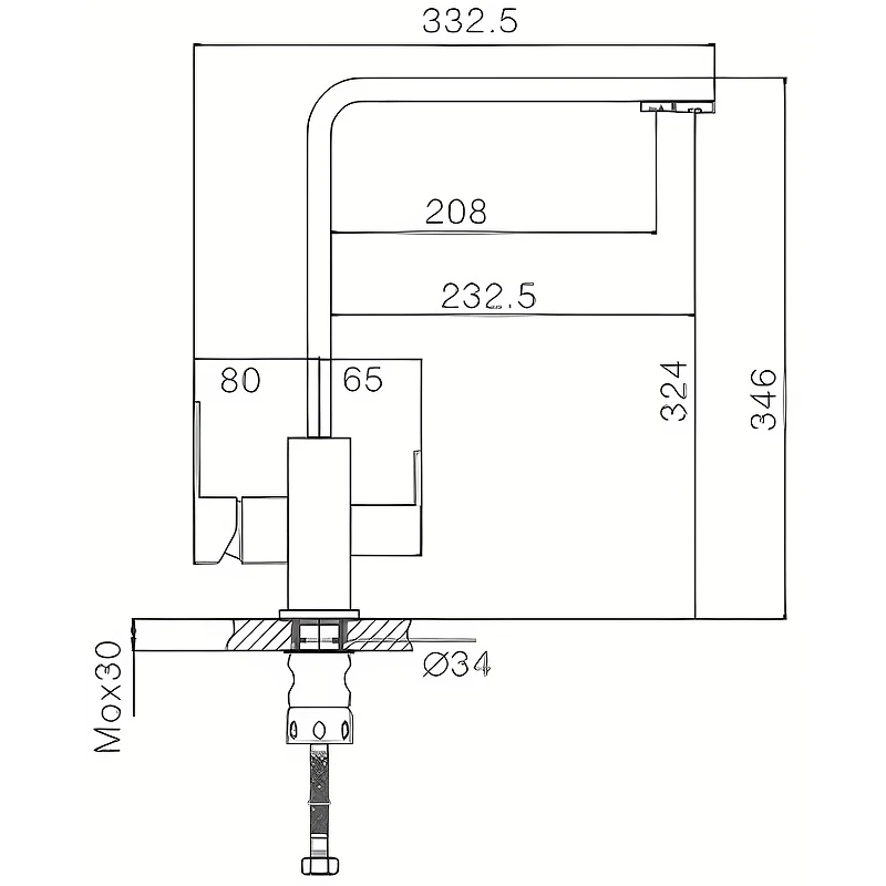 Смеситель для кухни Haiba HB76803-7 Черный матовый нержавеющая сталь