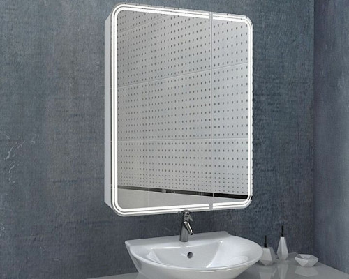 Зеркальный шкаф Art&amp;Max Verona AM-Ver-800-800-2D-L-DS-F с подсветкой с сенсорным выключателем Белый МДФ / ЛДСП, стекло