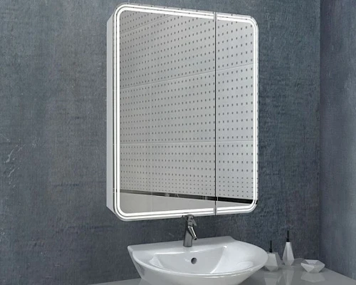 Зеркальный шкаф Art&Max Verona AM-Ver-800-800-2D-L-DS-F с подсветкой с сенсорным выключателем Белый МДФ / ЛДСП, стекло