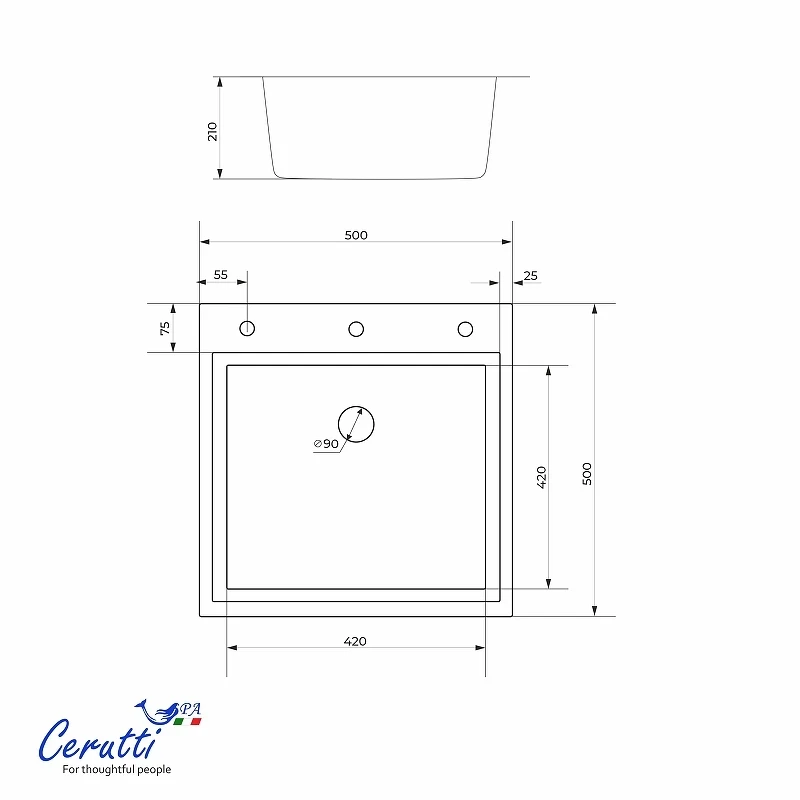 Кухонная мойка Ceruttispa Gloria50 nano embos 50 11256 цвет Графит