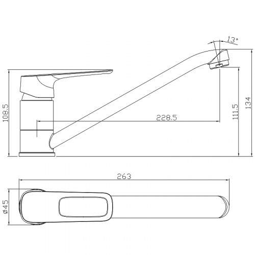Смеситель для кухни Rossinka RS46-21 Хром
